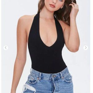 Black Halter Top, Open-Back Bodysuit Forever 21, Small